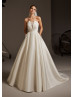 Strapless Beaded Ivory Satin Wedding Dress